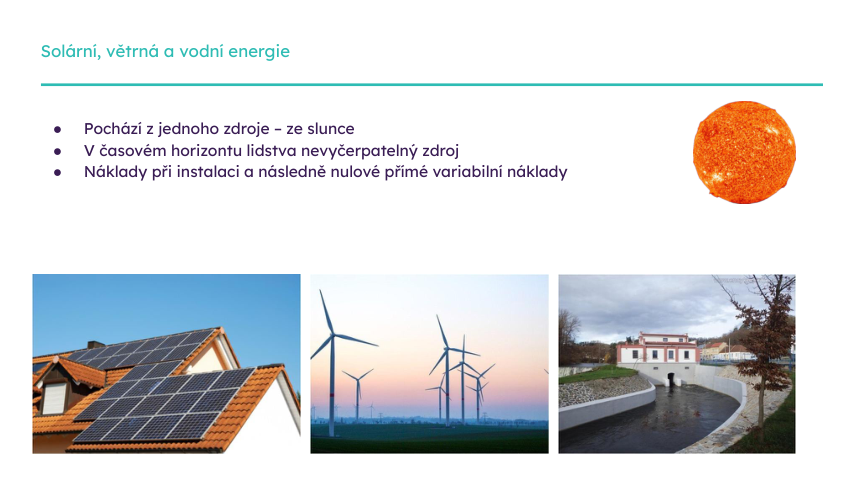 Slide z prezentace: solární, větrná a vodní energie - co zbývá dořešit